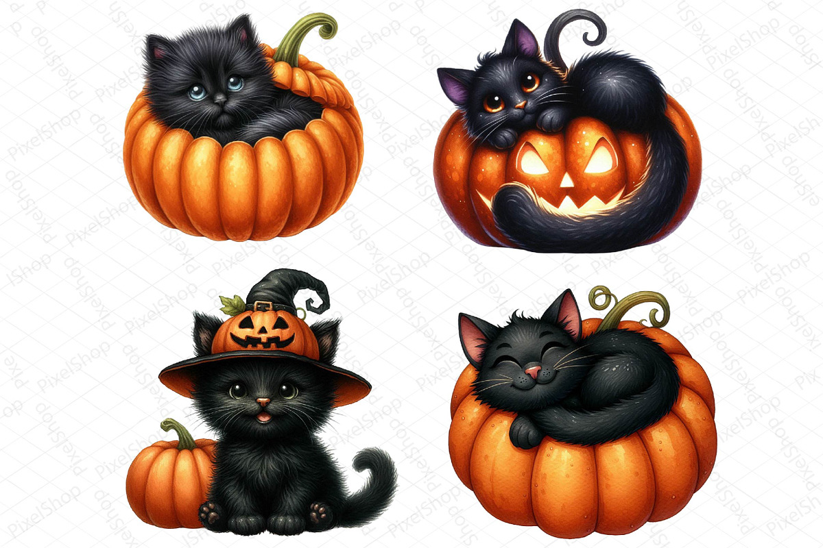 Black Cat in Pumpkin Halloween, an Illustration by DreamPrint404 (Photo 4 of 4)