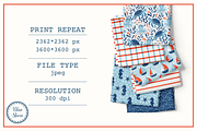 Blue Shore - Seamless Patterns Set, a Pattern Graphic by Cuteanny Design (Thumbnail 8 of 8)