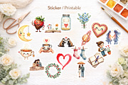 Cosmic Valentine Watercolor Clipart, an Illustration by Artnoy (Thumbnail 6 of 8)