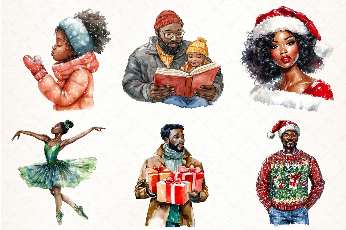 African American Christmas Clipart, an Illustration by Pixels.Craft (Photo 2 of 7)