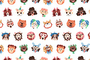 Funny dog avatars set + backgrounds, an Animal Illustration by PaperTrident (Thumbnail 11 of 13)