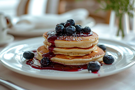 pancakes with blueberry jam, a Food & Drink Photo by OlgaPilnik