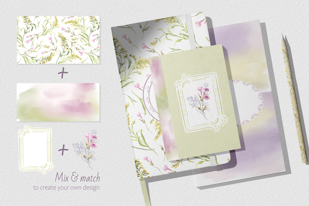 Soft flowers watercolor aesthetic, a Decorative Illustration by Kate Lanbina (Photo 10 of 17)