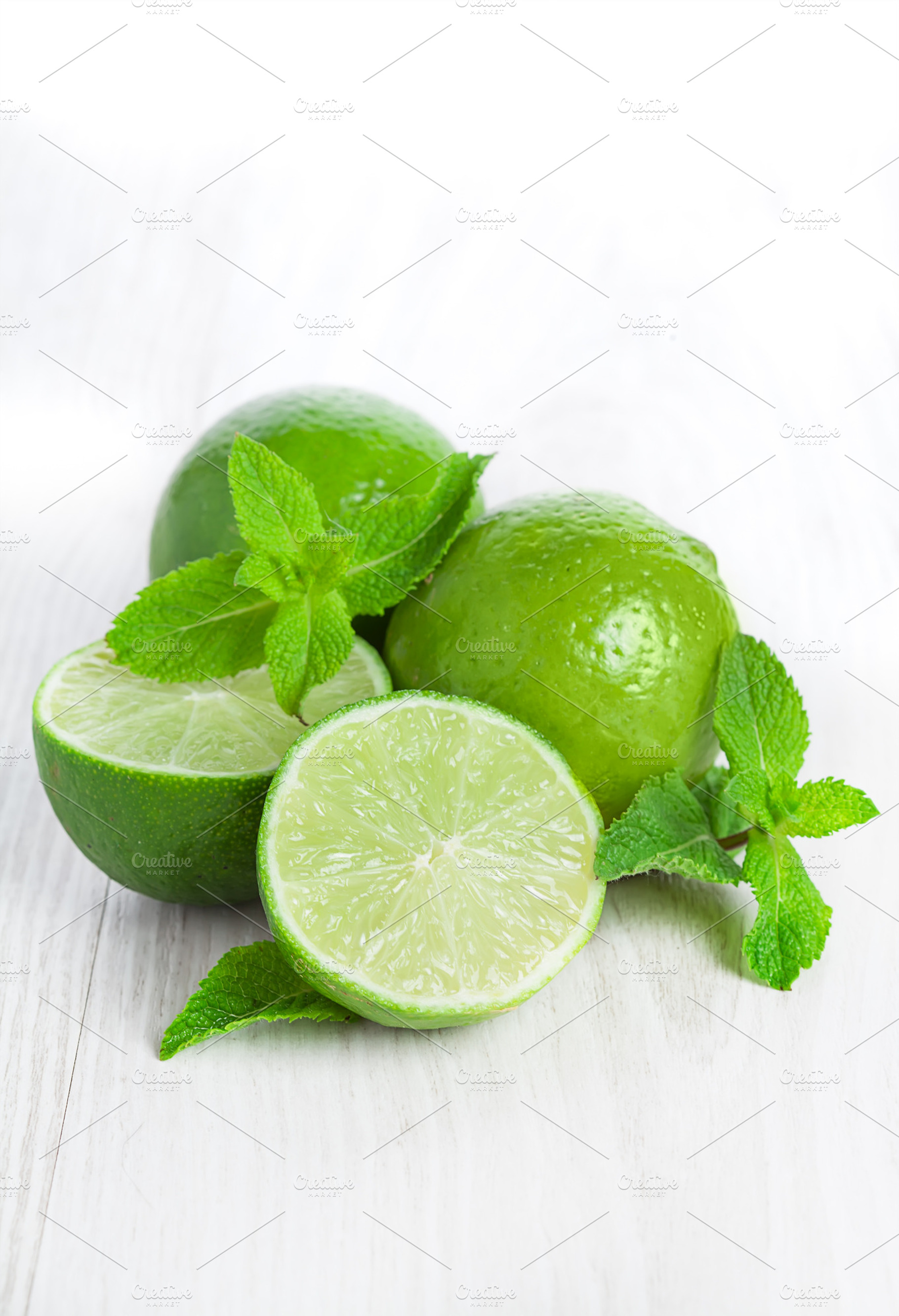 Lime and mint isolated featuring background, citrus, and closeup