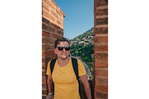 Man at fortress ruins of the, a Graphic by Jan Jack Russo Media