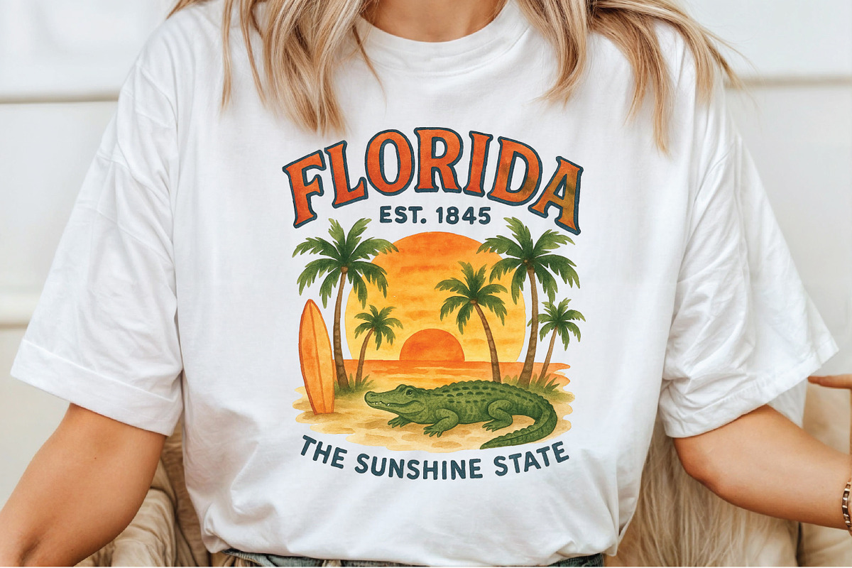 FLORIDA EST. 1845 THE SUNSHINE STATE, an Illustration by Craft Nest (Photo 2 of 5)