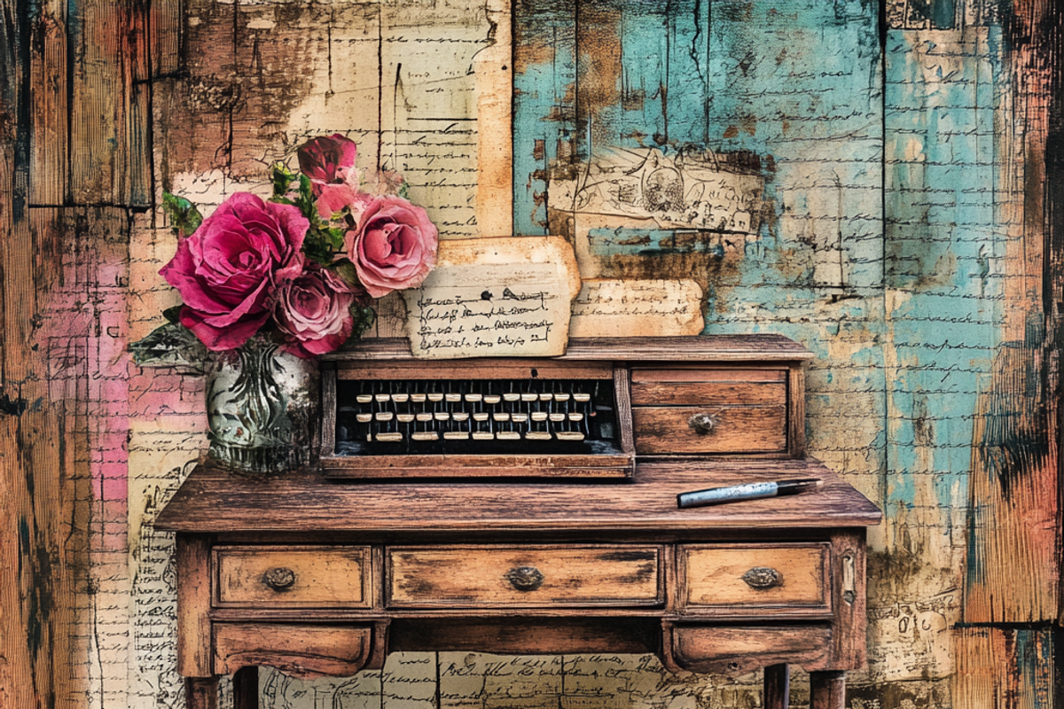 Vintage Musical Wooden Junk Page, a Background Graphic by Printable Treasure (Photo 5 of 7)