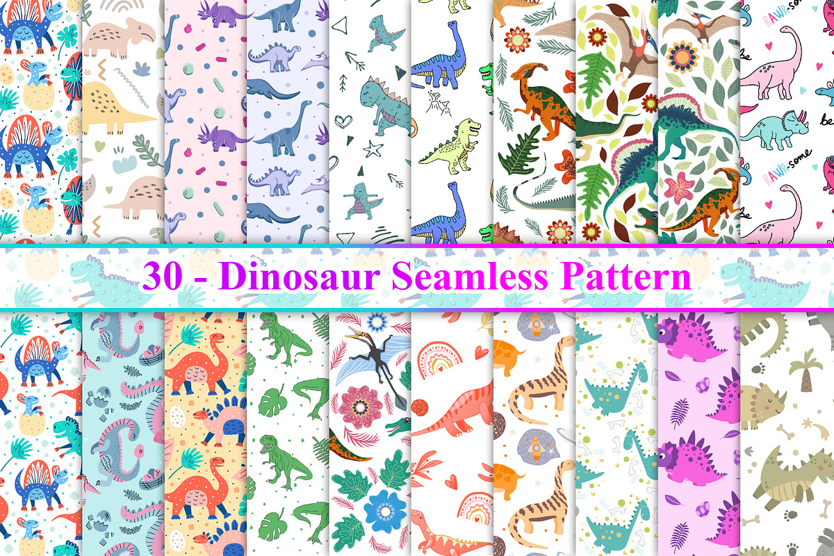 Dinosaur Seamless Pattern, a Pattern Graphic by Digital Studio (Photo 1 of 7)