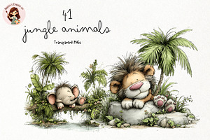 Jungle Animals PNG Clipart, an Animal Illustration by Nicolle's Colorful Art