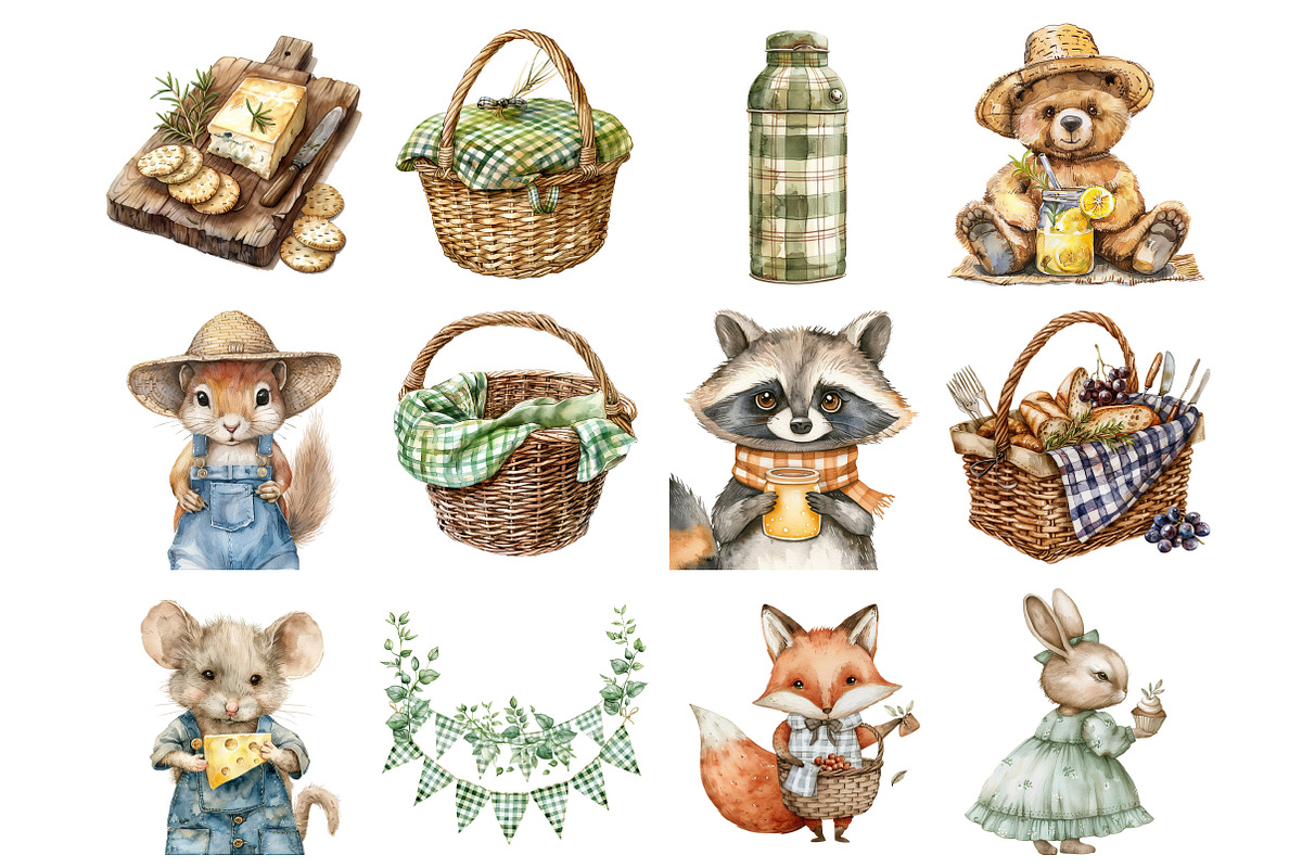 Woodland Picnic Clipart, an Illustration by Design Market (Photo 2 of 5)