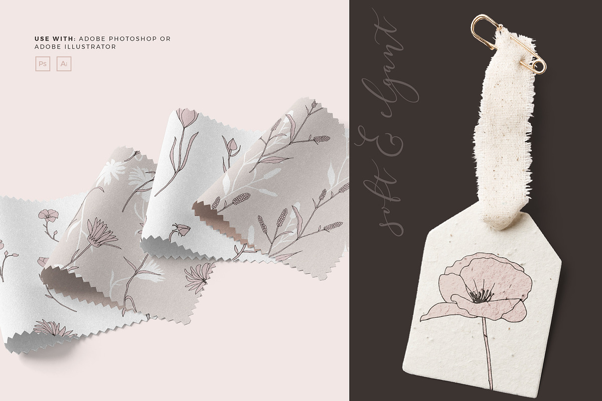 Dainty Floral Patterns Elements, a Pattern Graphic by Youandigraphics (Photo 3 of 17)