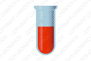 Test Tube Beaker Retro Science Icon, an Illustration by Christos Georghiou