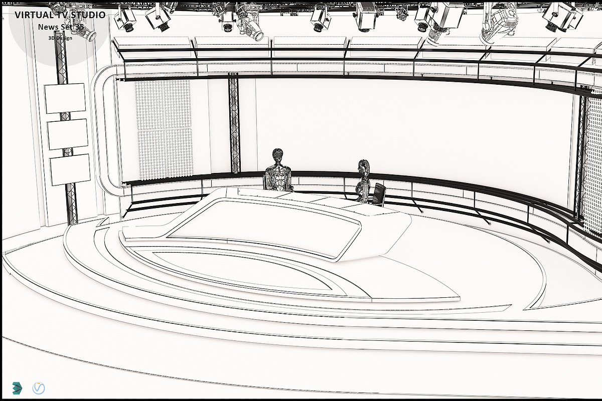 Virtual TV Studio News Set 35, an Architecture 3D Model by akerStudio (Photo 13 of 39)
