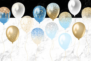 Blue And Gold Balloons Clipart