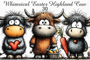 Whimsical Easter Highland Cow PNG, an Illustration by Craft Nest (Thumbnail 1 of 11)