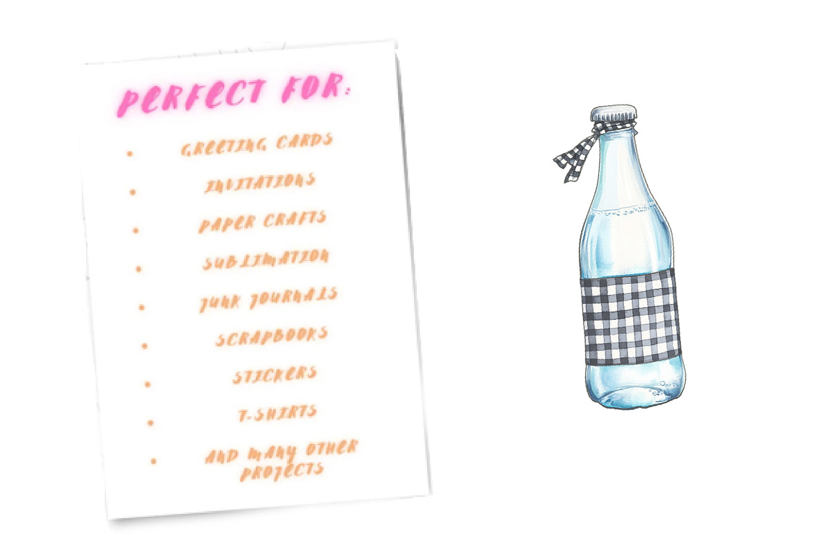 Luxury Black Gingham Summer Clipart, an Illustration by Watercolor design (Photo 7 of 12)