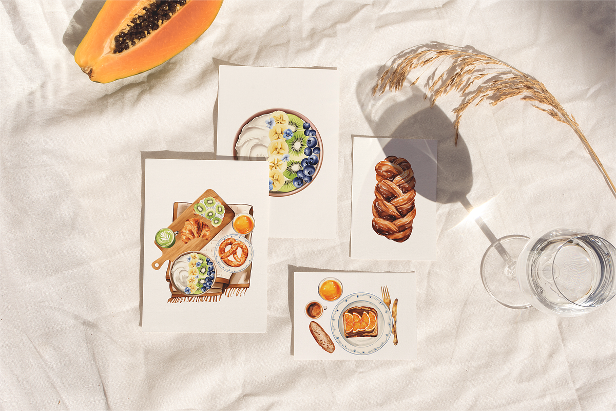 Watercolor French Breakfast Clipart, a Food Illustration by StudioBleu (Photo 3 of 6)