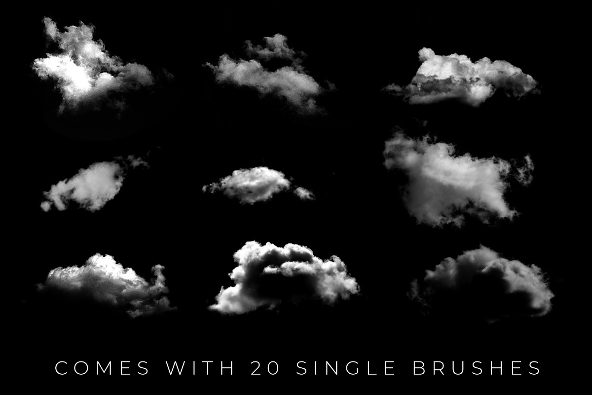 40 Cloud Brushes for Photoshop, a Brush Add-On by Dene Studios (Photo 4 of 13)