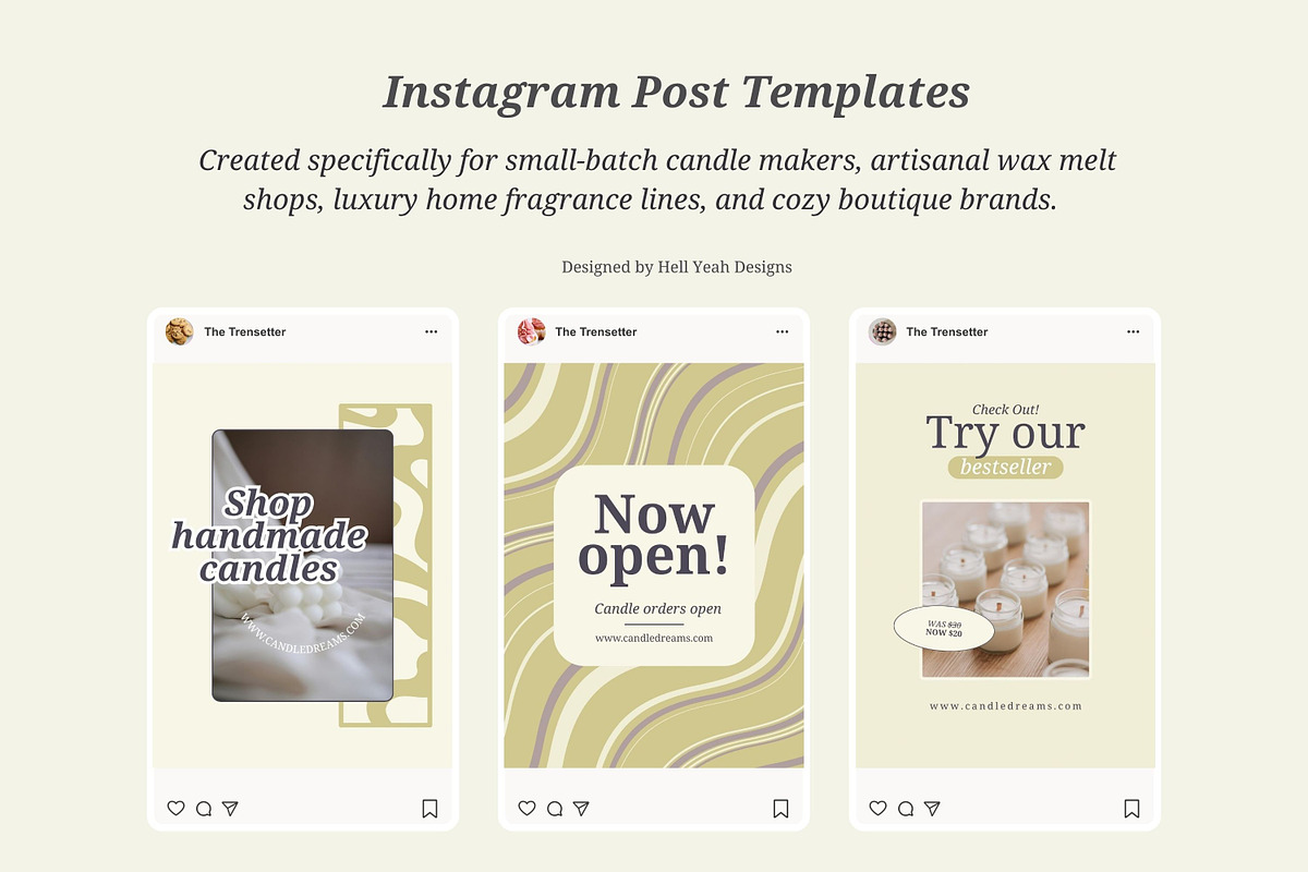 Candle Maker Instagram Post Template, a Social Media Template by Hell Yeah Designs (Photo 7 of 10)