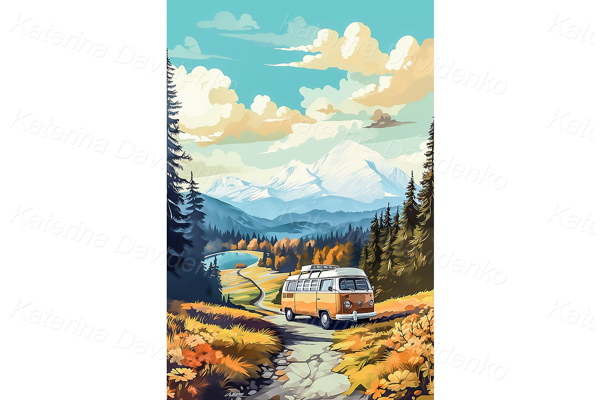 Landscape posters in retro style, an Object Illustration by Bubert Art (Photo 8 of 9)