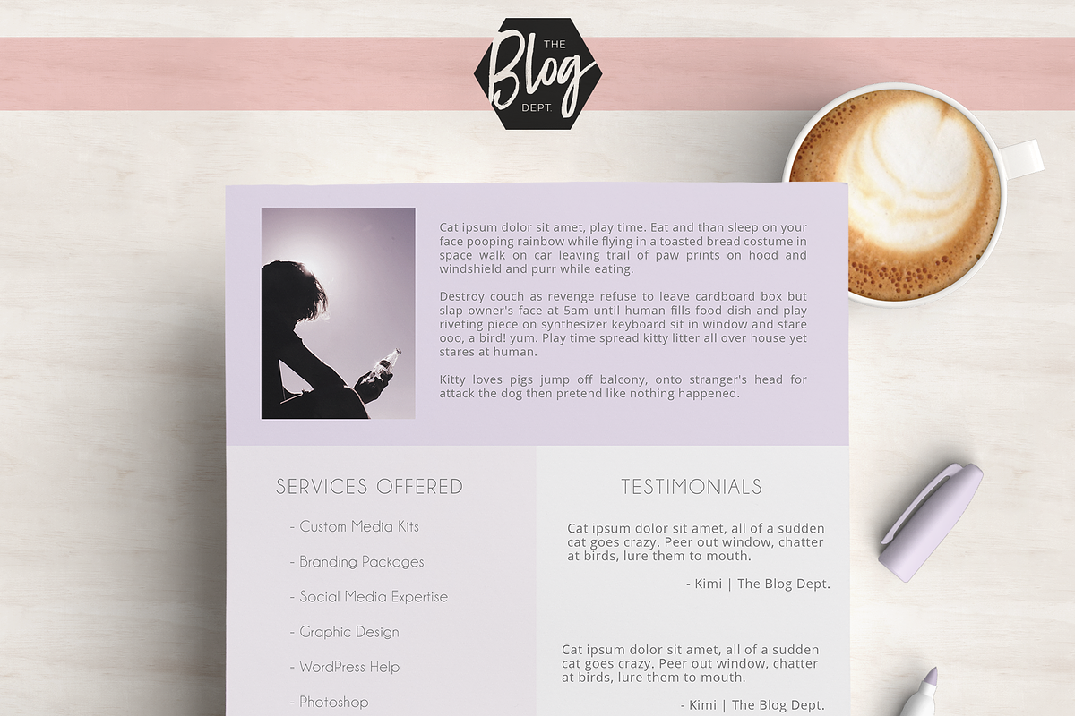 Blog Media Kit - 2 Page 'Cassidy', a Marketing Template by Kimi Kinsey (Photo 2 of 2)