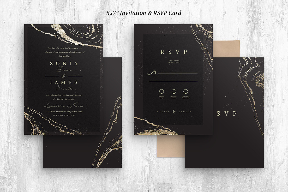 Black & Gold Wedding Templates, an Invitation Template by BrandPacks (Photo 2 of 6)