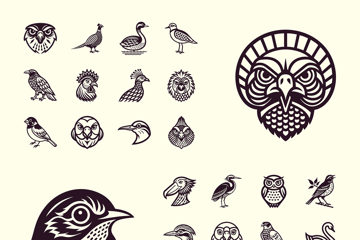 Birds Silhouette Icon Set, a Solid Icon by Creative Stall (Photo 9 of 9)
