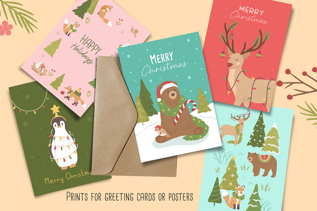 Christmas Animals Illustrations, a Graphic by CreativeChristiana (Photo 3 of 8)