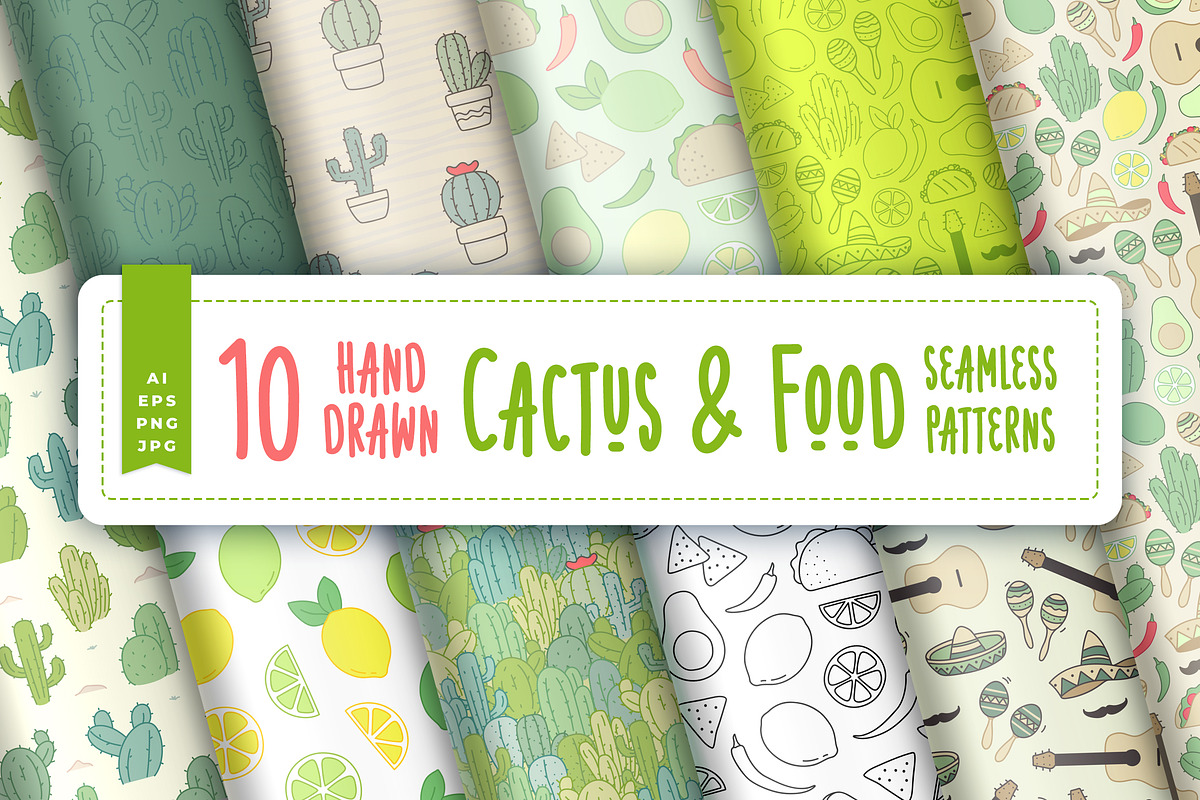Cactus & Mexico Seamless Patterns, a Pattern Graphic by oelhoem (Photo 1 of 5)