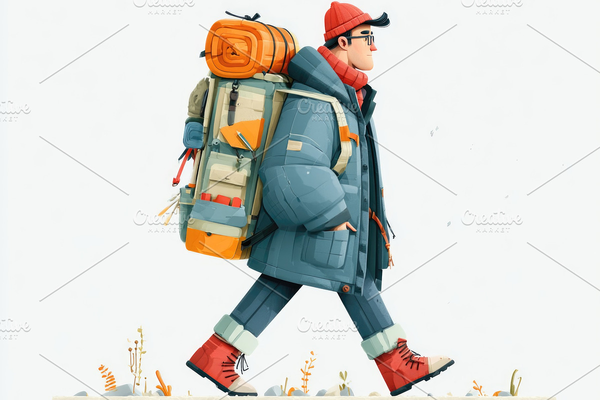 Male hiker with large backpack walking outdoors illustration, a Person Photo by José Manuel Gelpi (Photo 1 of 2)