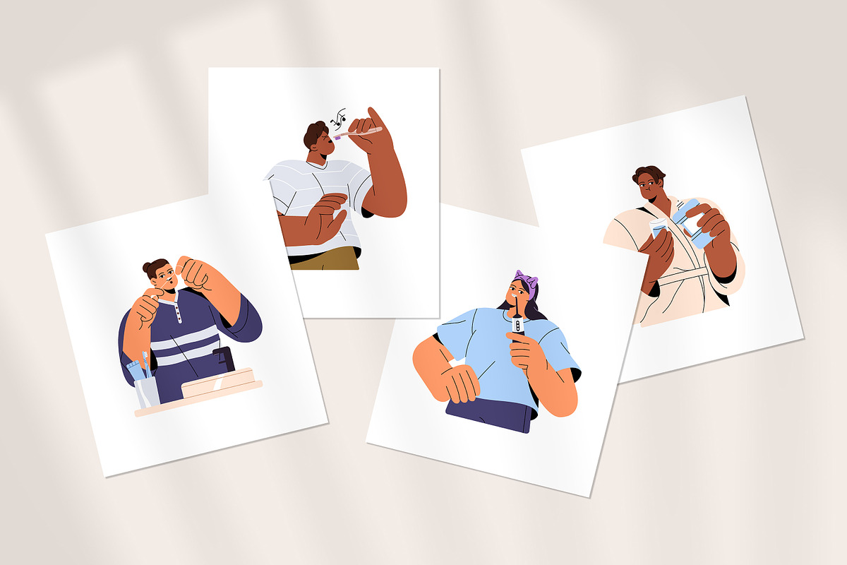 People brushing teeth set, a Person Illustration by PaperTrident (Photo 11 of 11)