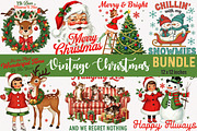 Vintage Christmas PNG Bundle, an Illustration by SinaCreation (Thumbnail 1 of 10)