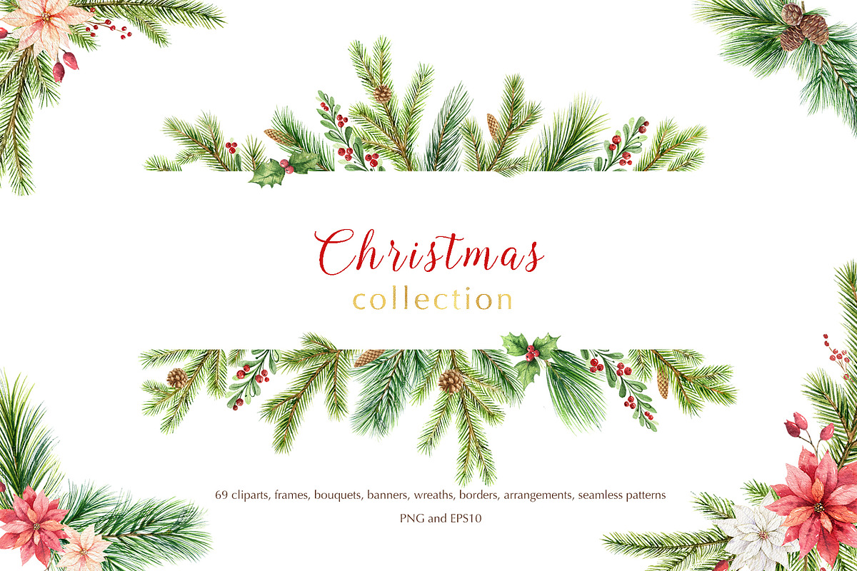 Christmas Watercolor collection, an Animal Illustration by Elena Medvedeva (Photo 1 of 15)