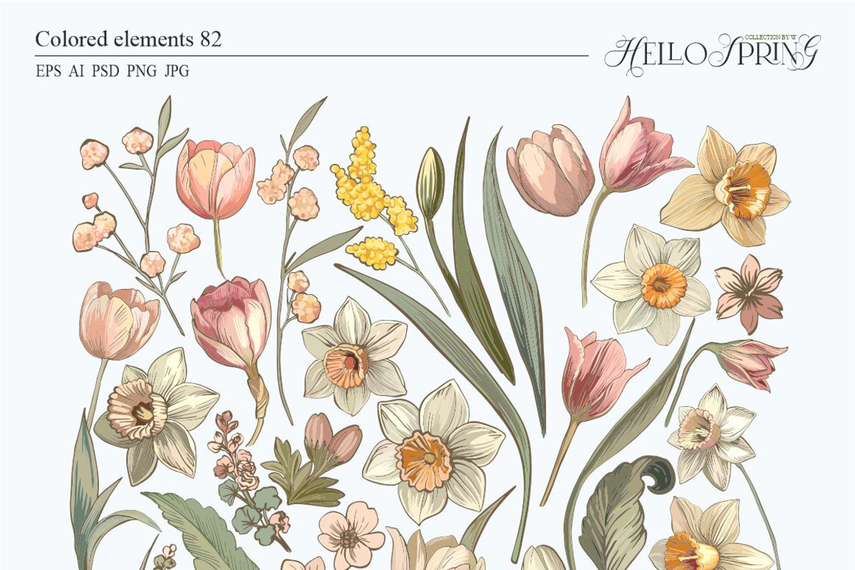 Hello Spring(Vintage Set), a Seasonal Illustration by Collection by VY (Photo 3 of 13)