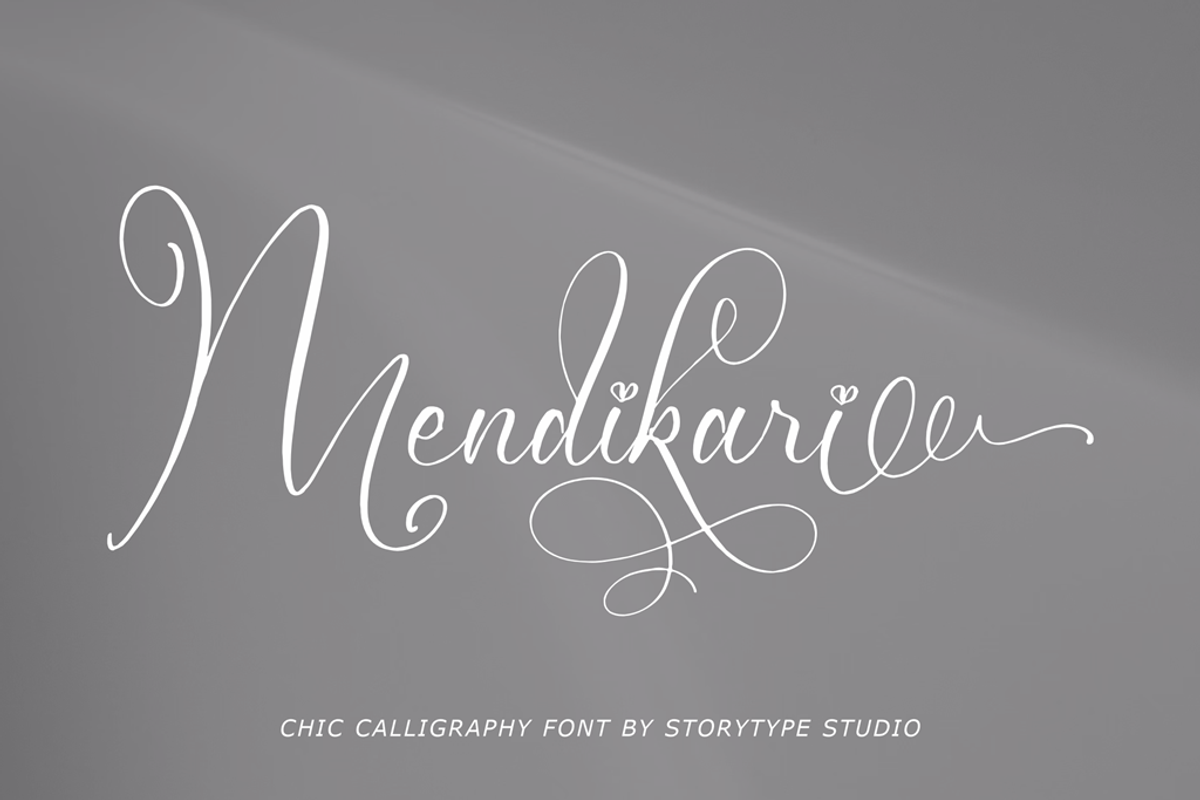 Mendikari Chic Calligraphy Font, a Script Font by Storytype Studio (Photo 1 of 14)