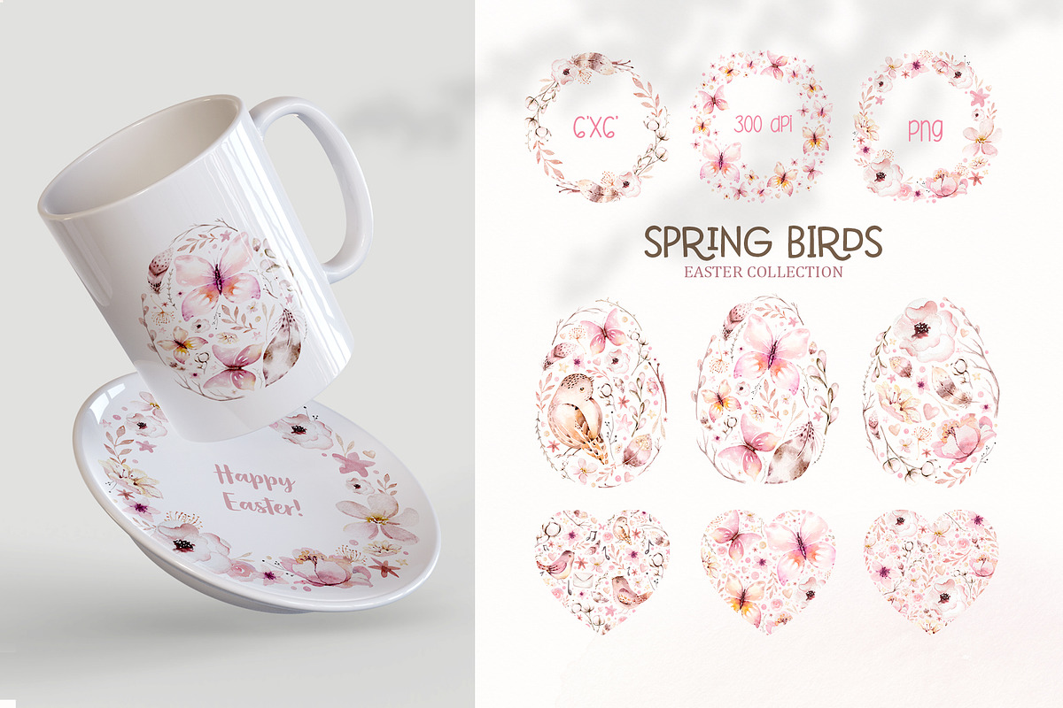 Watercolor spring birds collection, an Animal Illustration by Peace ART (Photo 8 of 12)