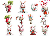 Whimsical Valentine Bunny Clipart, an Illustration by DreamArtGraphic (Thumbnail 2 of 4)