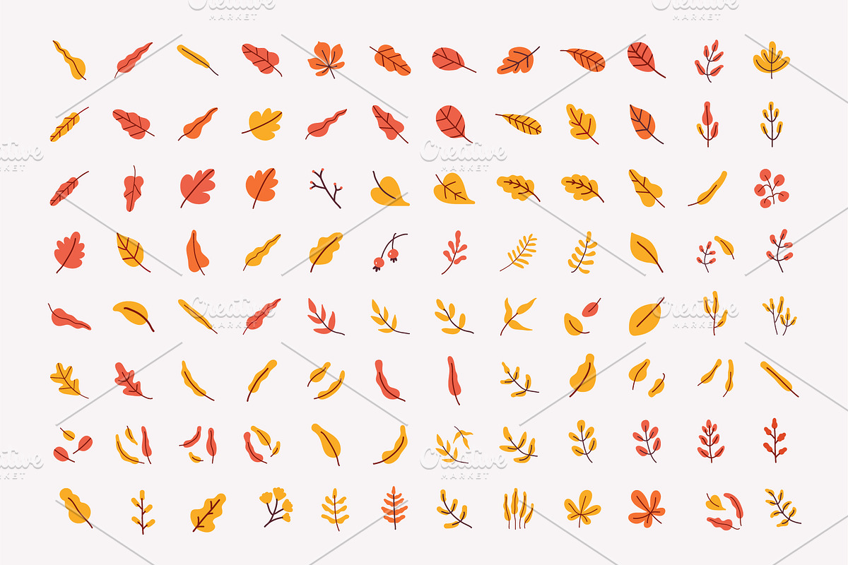 Autumn leaves and plants flat set, an Object Graphic by Vector_Art (Photo 6 of 7)