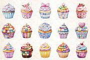 Patchwork Cupcake Clipart, an Illustration by Rose Art (Thumbnail 2 of 4)
