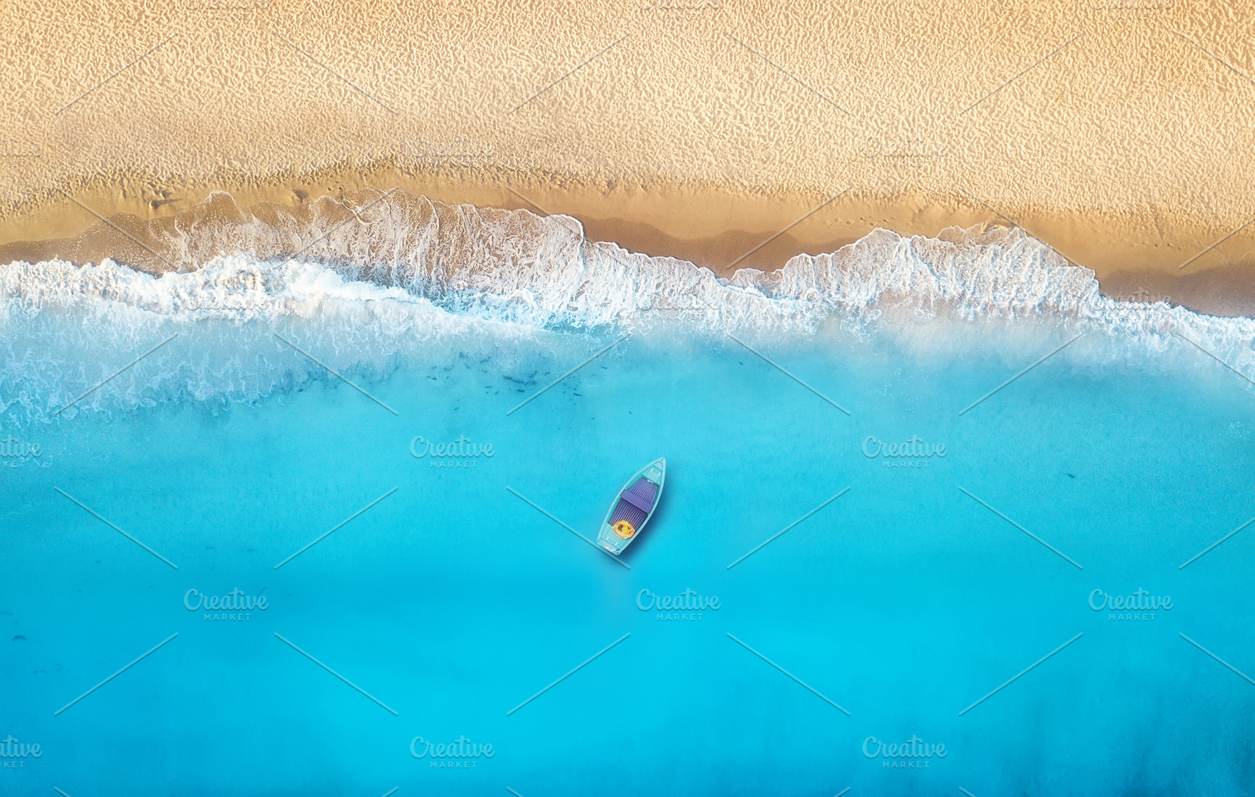 Seashore and boat from top view featuring view, aerial, and beach, a Transportation Photo by Landscape and travel