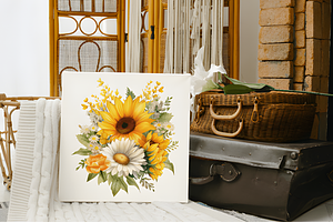 Watercolor Sunflowers & Daisies