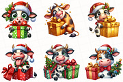 Christmas Funny Cow Clipart, an Illustration by OK Design (Thumbnail 4 of 5)