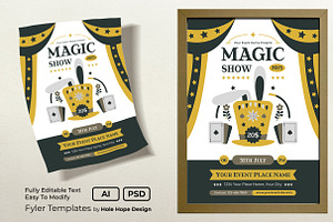 Folk Art Magic Show Flyer Template, a Flyer Template by Hole Hope Design