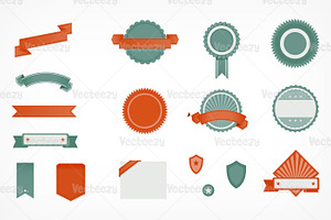 Coral & Teal Retro Vector Banners