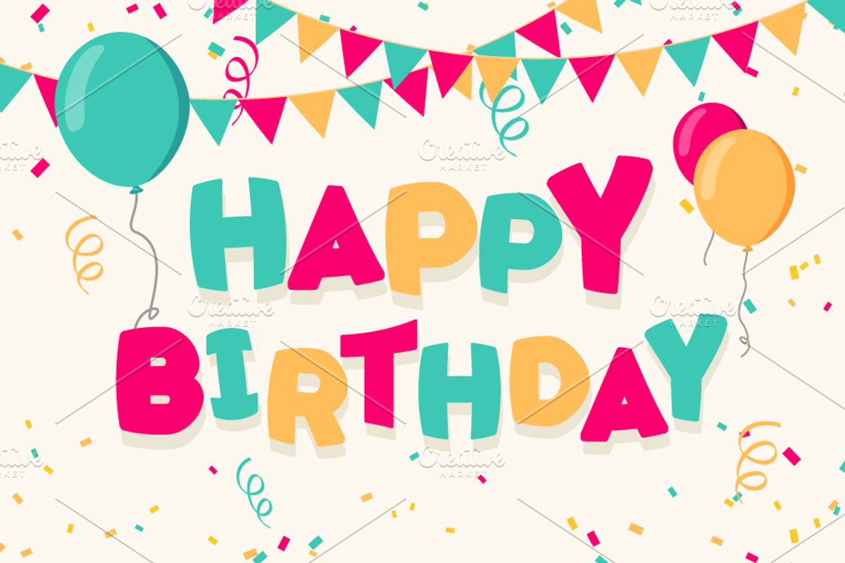 Happy Birthday Celebration Card, a Background Graphic by Black White Mouse Design (Photo 1 of 3)