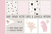 Baby Shower vector cards & patterns, a Seasonal Illustration by Pokraky (Thumbnail 1 of 4)