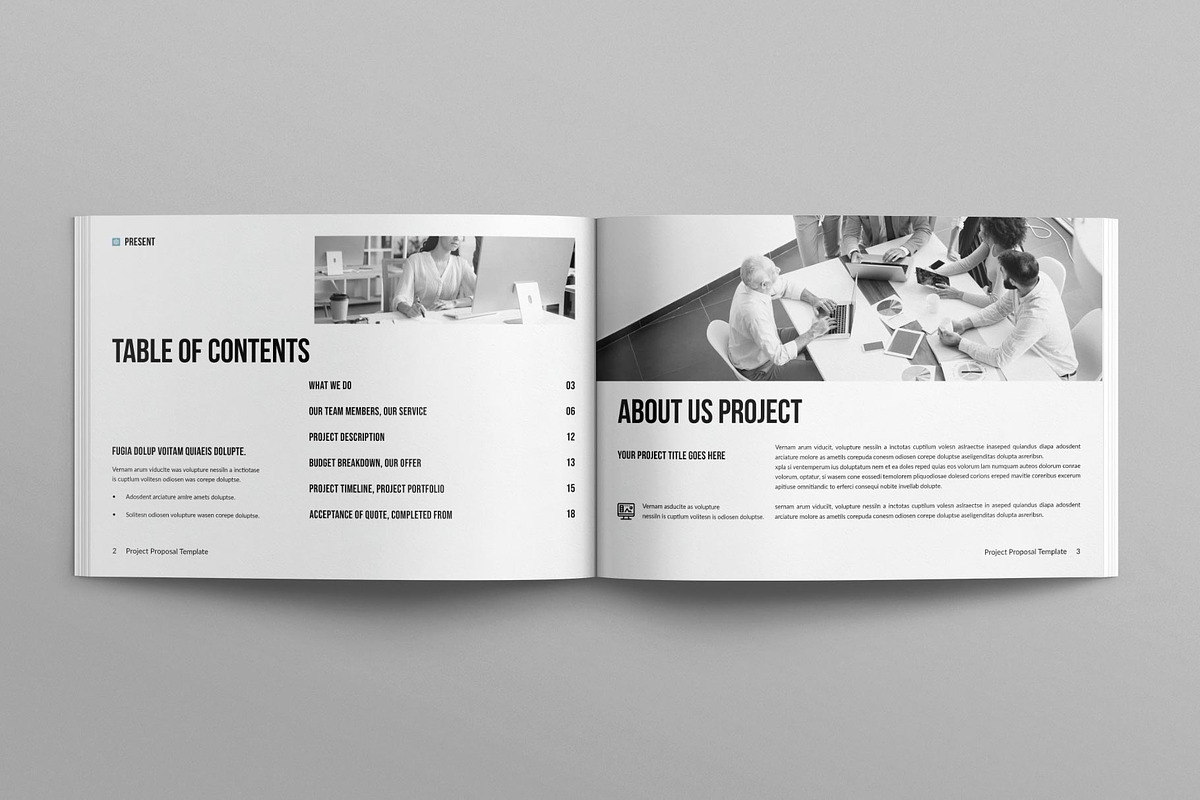 Project Proposal Layout Landscape, a Brochure Template by E-Type