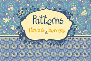Seamless pattern - flowers & berries