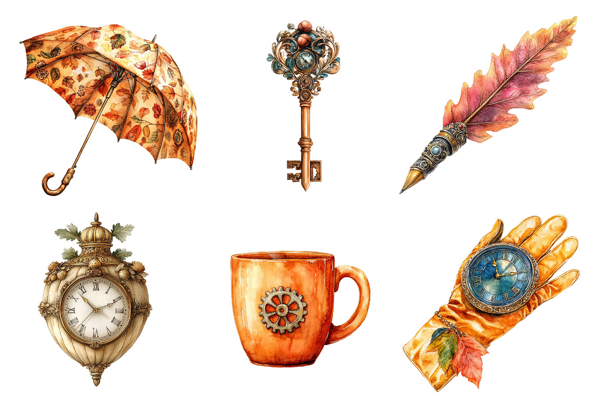 Steampunk Autumn Clipart, an Illustration by CreationArt (Photo 5 of 5)