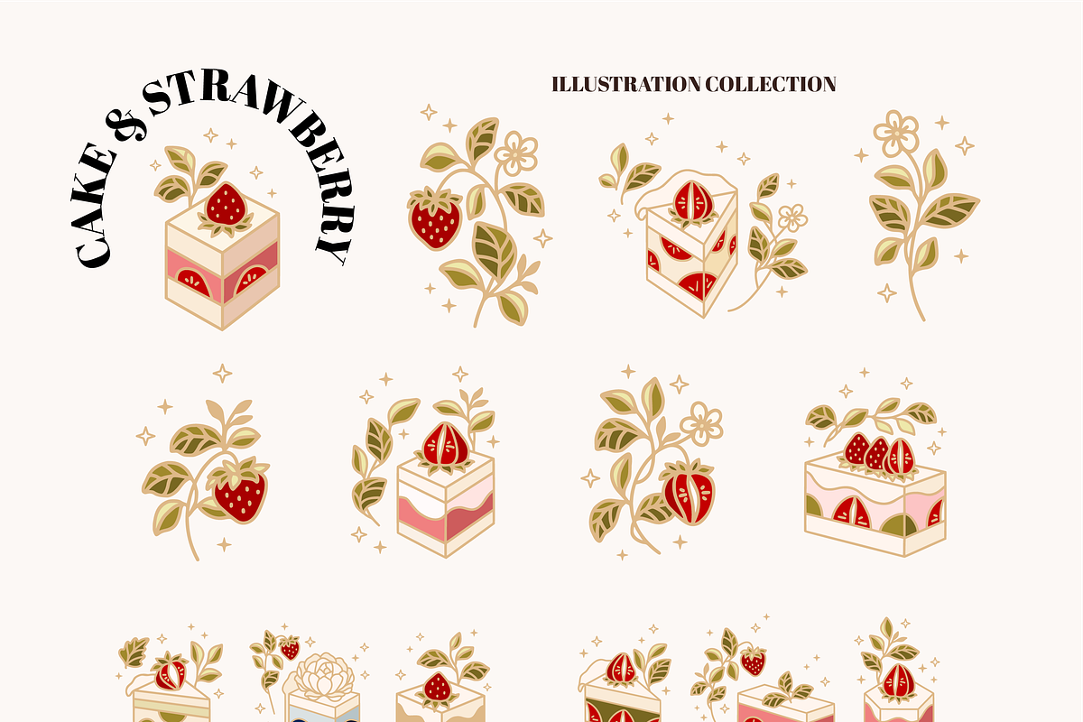 Vintage Cake Logo Set, a Food Illustration by Artflorara (Photo 3 of 9)